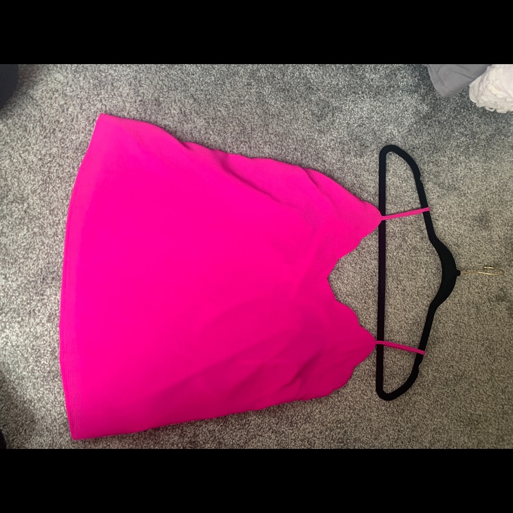 Hot pink scalloped tank top